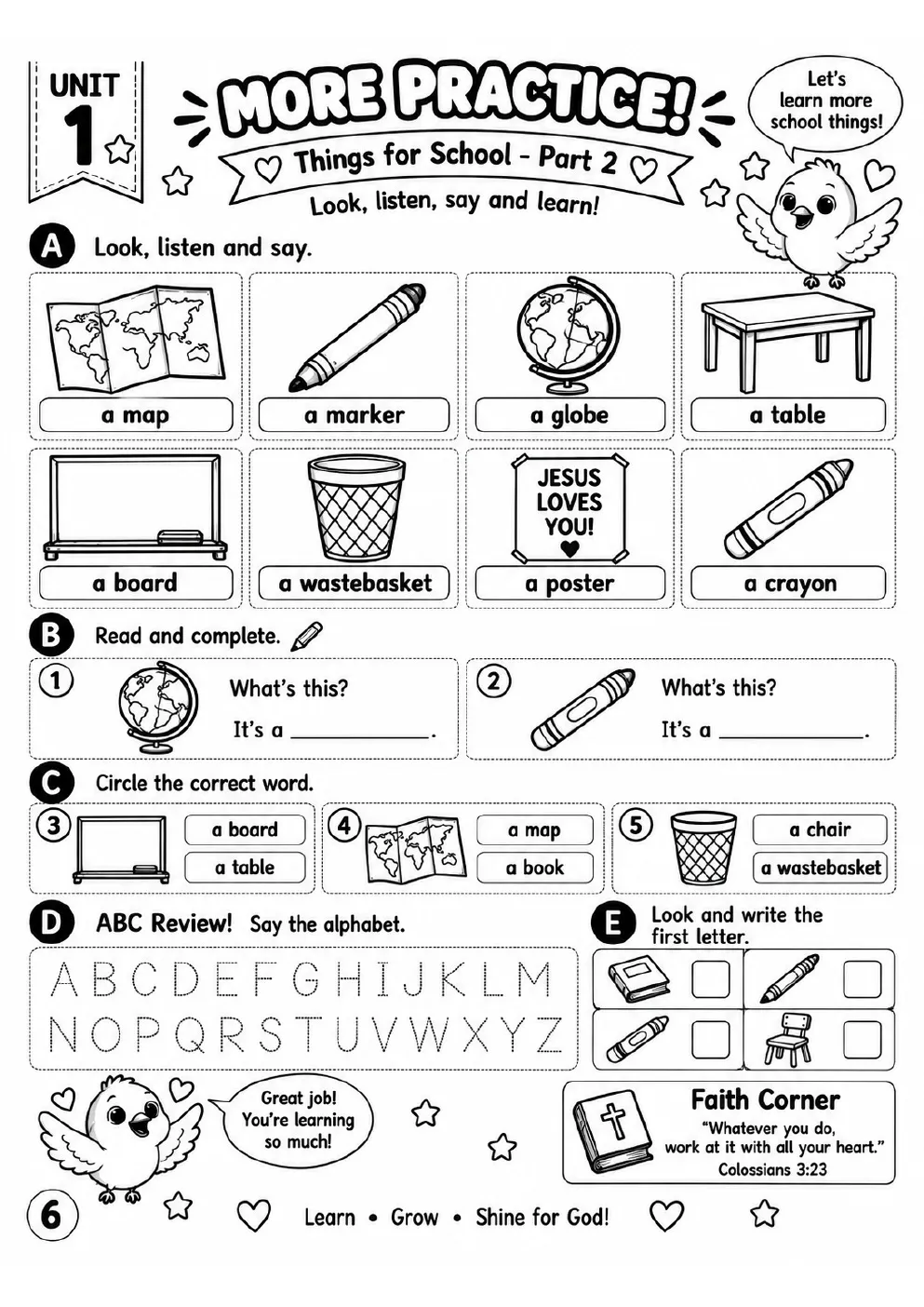 Página 6 do workbook: More Practice e Family Game Time